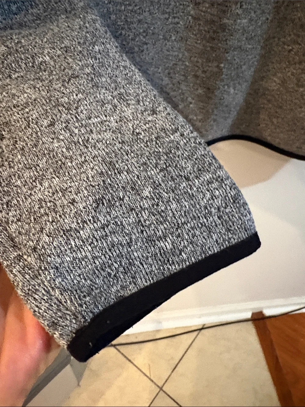 J. Crew Men's Heather Gray Quarter-Zip Sweater with Black Trim